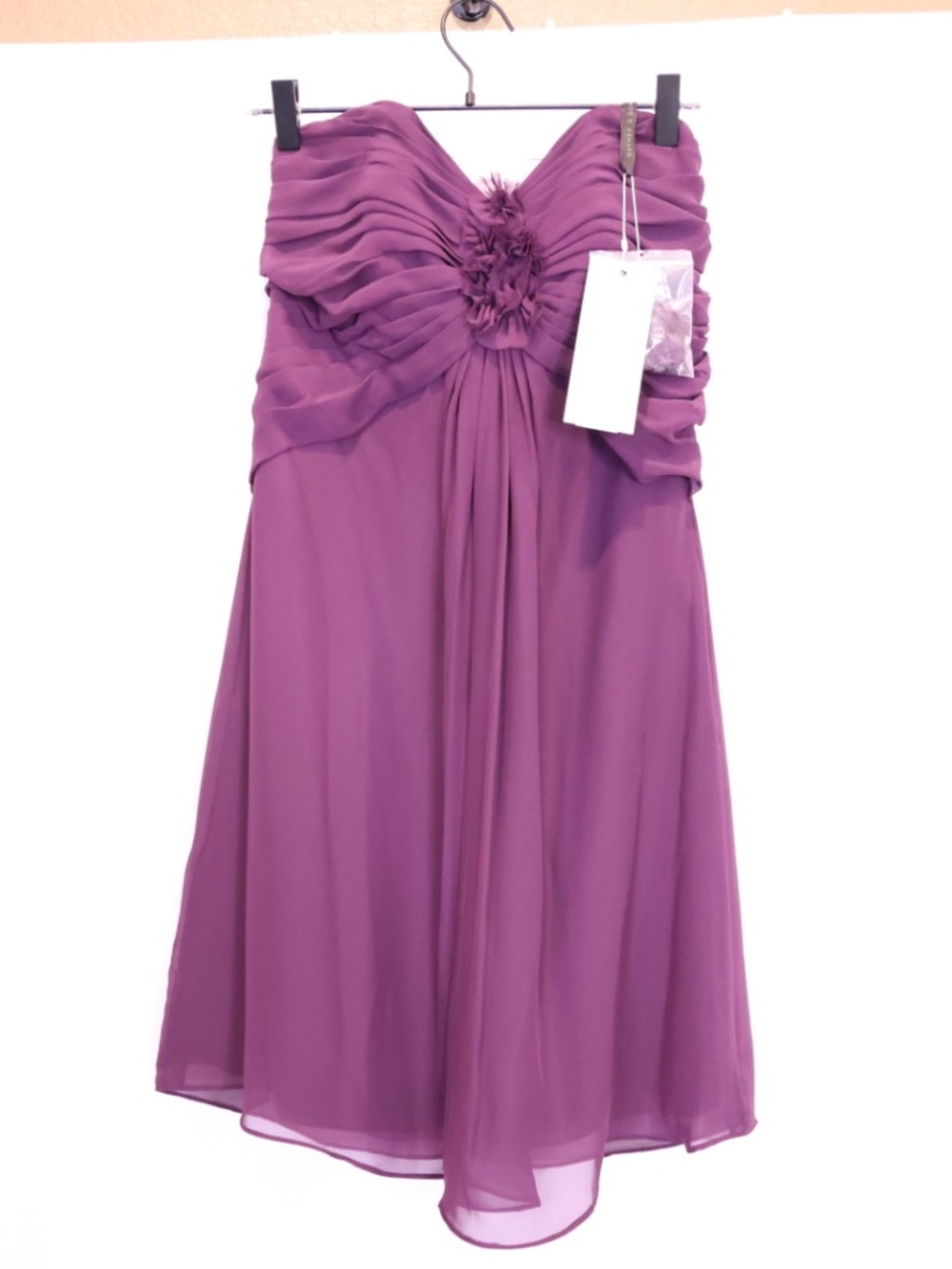 Gather & Gown Purple/Berry Chiffon Cocktail Bridesmaid Dress NWT And Strap